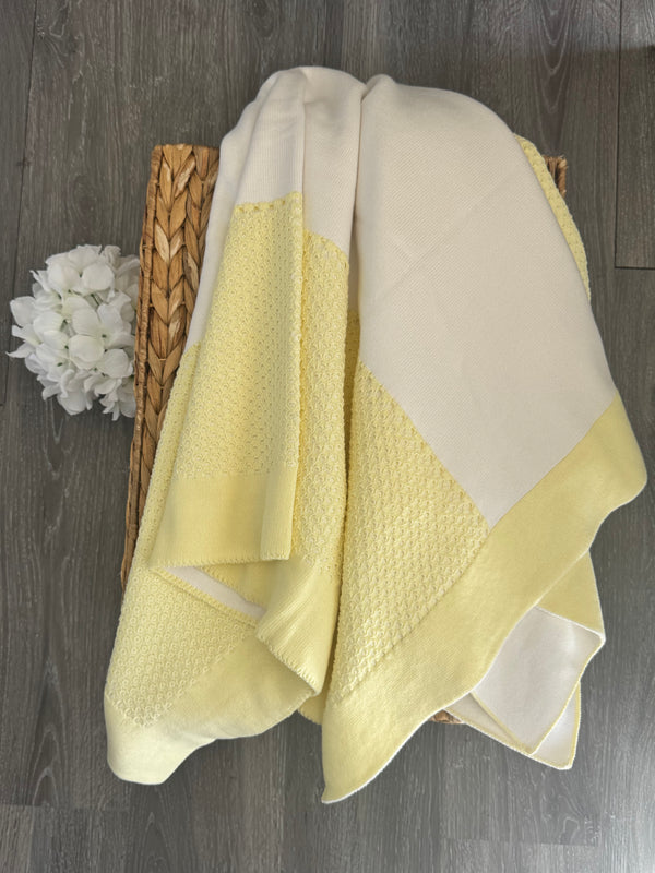 Luxe Knit Dots Blanket in Yellow and White