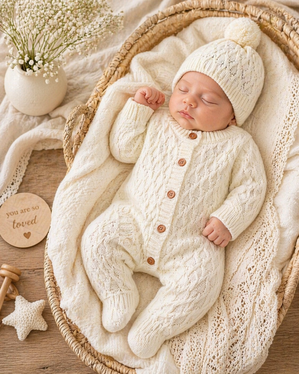 トップス PELLICULE babyrose knit WHITE Cloud Knit Romper – Gris Petalo