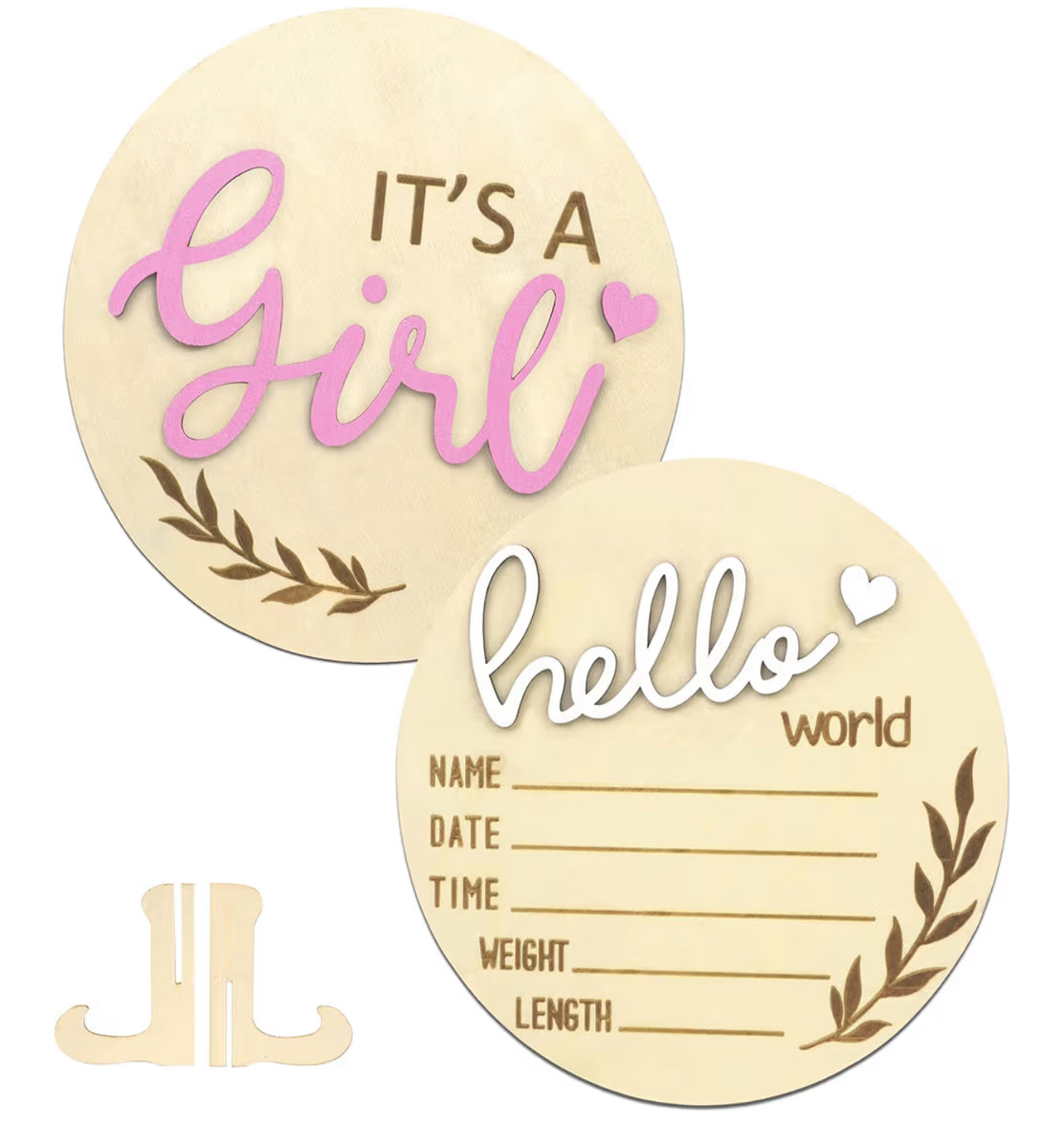 Hello World Baby Sign Announcement | Birth Stats - Girls – Gris Petalo