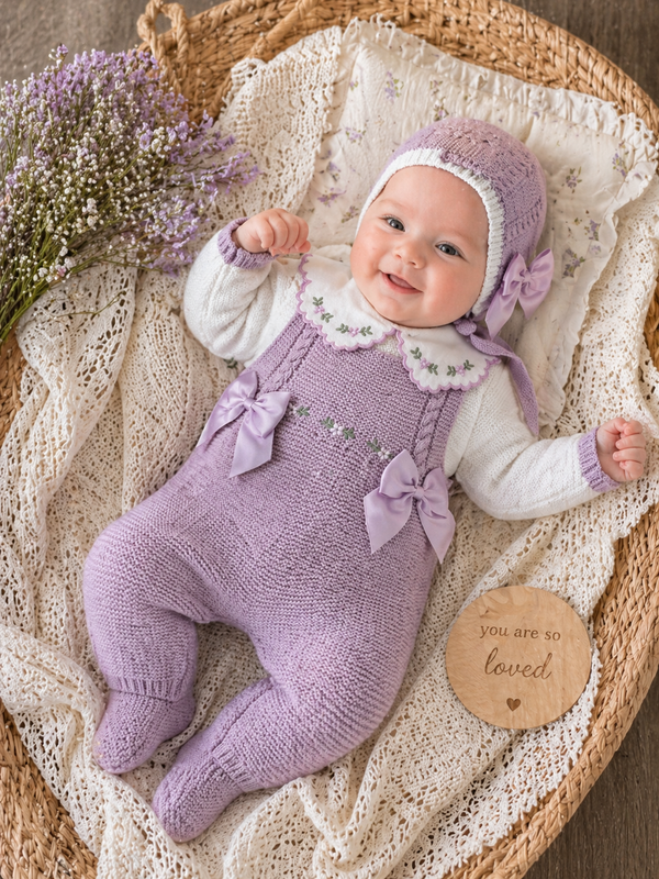 Gardenias Knit Romper in Purple