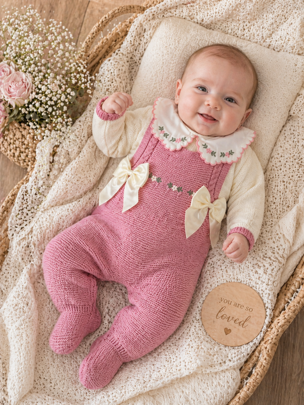 Gardenias Collar Knit Romper in old pink